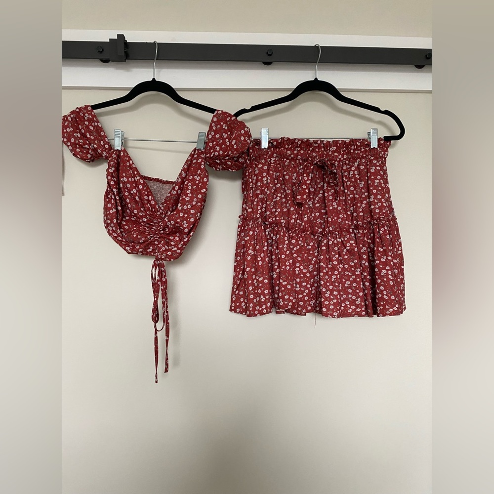 SHEIN crop top and skirt set